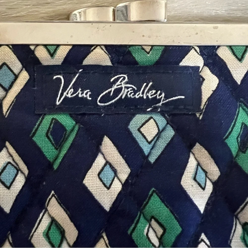 VERA BRADLEY Mediterranean Blue 2008 Kiss Lock Coin Purse Blue Green White Y2K